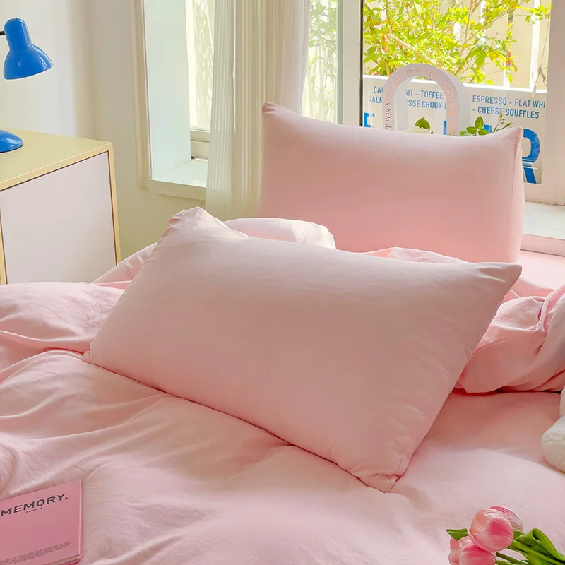 Solid Color Queen Duvet Cover Set, Girls Romantic Pink Bedding, Comfortable High Quality Hotel Comforter Cover (No Pillowcase) - Image 5